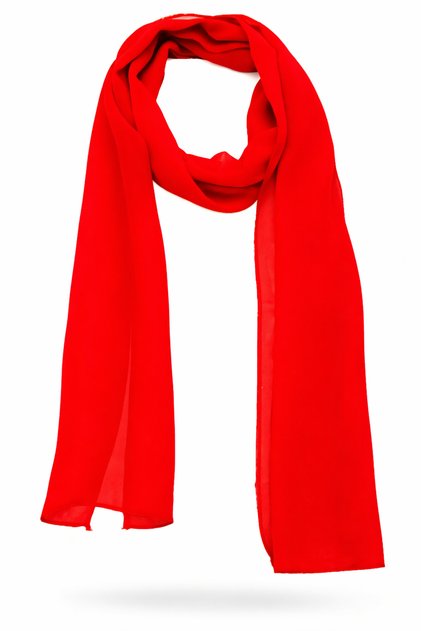 Long Red Chiffon Plain Scarf Shawl – 120X22 cm Suitable for Ceremonies and Events