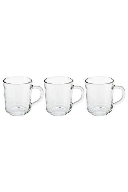 Set de 3 căni Excellent Houseware, sticlă, 7.6x8.8 cm, 240 ml, transparent