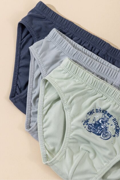 Boys' Cotton Classic Colorful Elastic Briefs 3 Pack 3549 Colorful