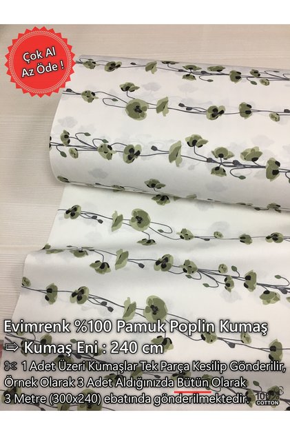 Gelincik Çiçeği Desenli Poplin Kumaş - Nevresim - Çarşaf - Hobi - Elbise - Geniş En - 240 cm