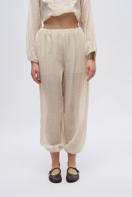 Women's Comfortable Cut Transparent Trousers with Elastic Cuffs