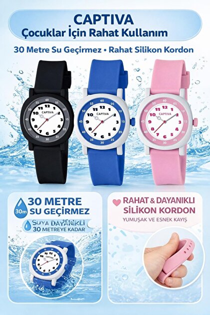 captiva Analog Rakamlı 30 Mt Suya Dayanıklı Spor Çocuk Kol Saati