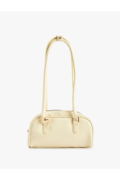 Long Handle Zippered Faux Leather Shoulder Bag