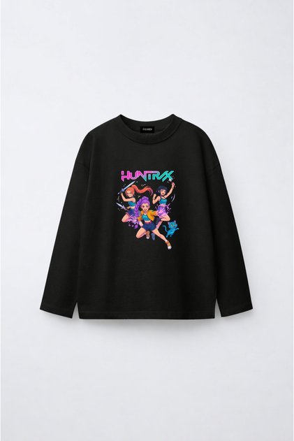 K-Pop Demon Hunters Huntrix Zoey Rumi Mira Printed Long Sleeve Girls' T-Shirt