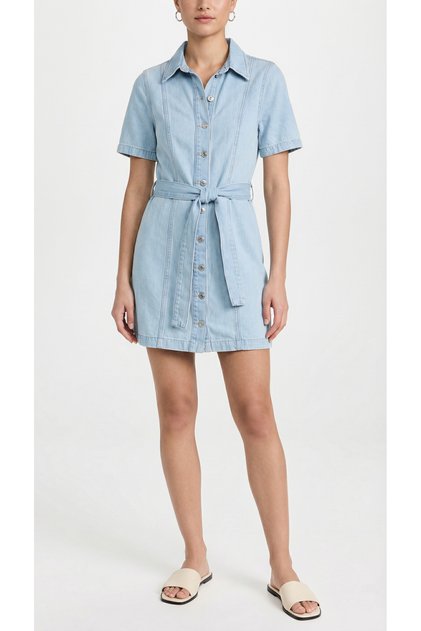 Short Sleeve Denim Dress Blue