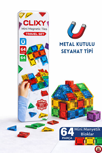 giffy Manyetik Yapı Blokları - 32 Parça Seyahat Tipi Mini Bloklar