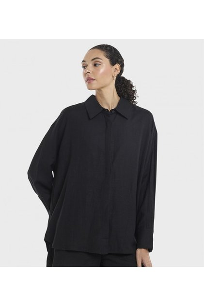 Black Solid Casual Women Blouse