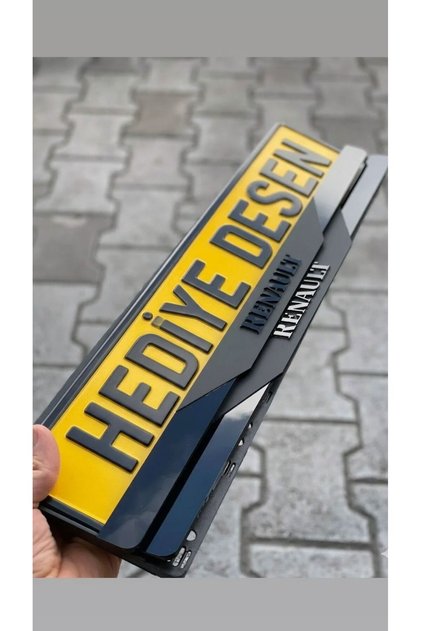Renault YAZILI 3D KABARTMALI MAT SİYAH VE PİANO BLACK LÜKS PLEKSİ TAKMATİK PLAKALIK