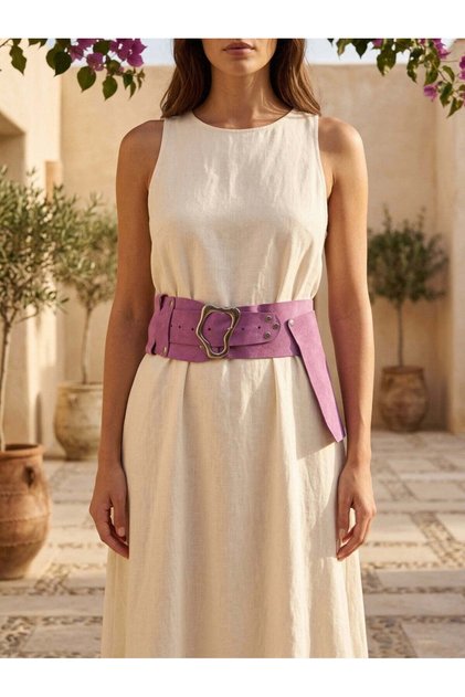 Nova Handmade Lilac Nubuck Asymmetric Belt