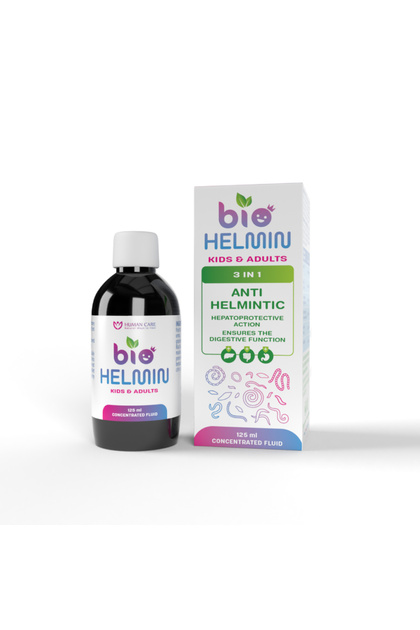 BioHelmin | 125 ml | Sirop Antihelmintic 3în1 | Oxiuri & Paraziți Copii +3 ani și Adulți