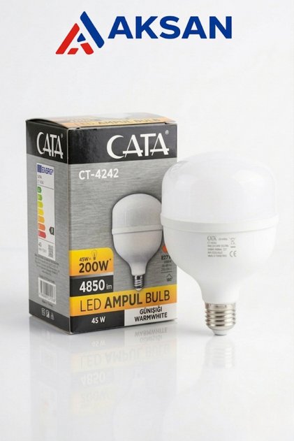 CT-4242 45W 4850 Lümen E27 Duy 3200K Günışığı Yüksek Işıklı Torch Led Ampul (Tekli,4'lü,10'lu)