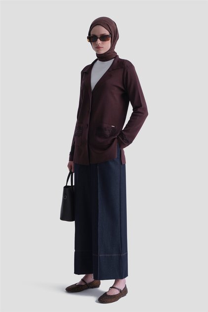 Lace Rayon Cardigan Bitter Brown
