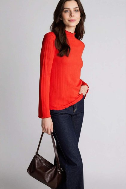 Slim Fit Fitilli Kaşkorse Uzun Kollu Tişört F7136AX26SP