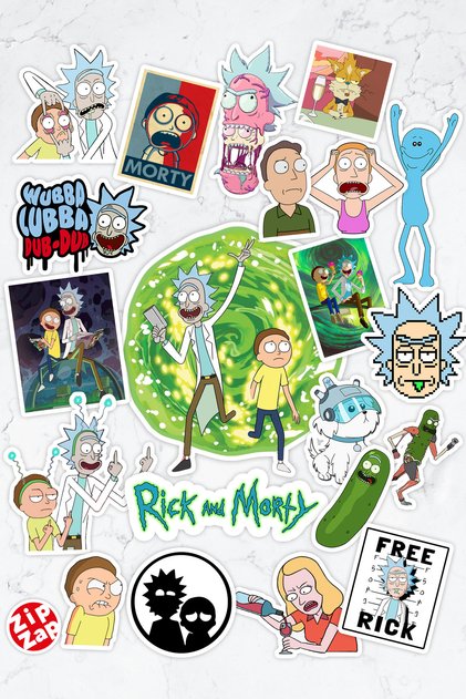Rick And Morty Çizgi Dizi Telefon Laptop Bullet Journal Yapışkanlı Folyo Sticker Paketi (21 ADET)