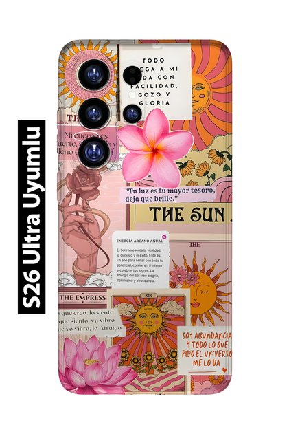 Samsung Galaxy S26 Ultra Compatible Sun Tarot Pattern Transparent Phone Case