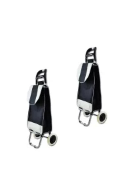 Pachet 2 bucati - Carut piata cu 2 roti Negru, Carucior cumparaturi cu sac 95x50x31