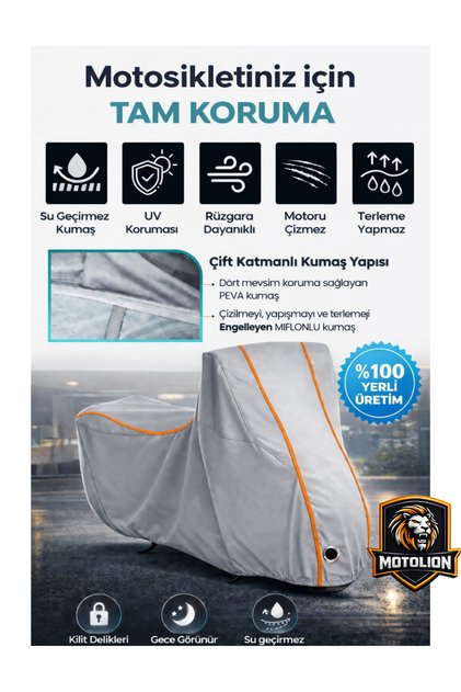 Sym Jet X 125 Topcaseli Gray-Orange Stitched Lockable)Motorcycle Cover
