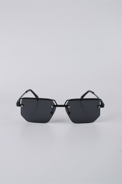 Unisex Geometric Black Metal Frameless Sunglasses Gg25Mp2930R01