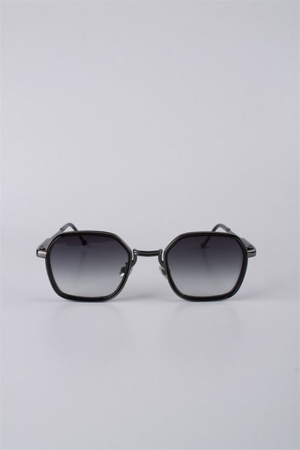 Smoked Geometric Metal Framed Gradient Glass Unisex Sunglasses Gg25Mp3423R02