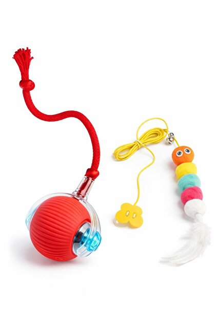 Automatic Moving Tail Cat Ball and Caterpillar Elastic Cat Fishing Rod Set Can Be Hanged