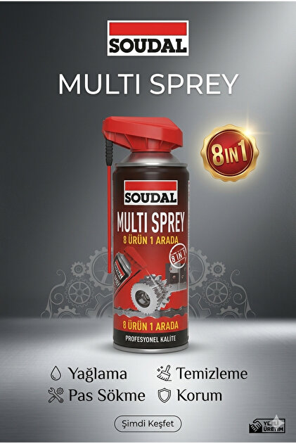 Soudal 8 in 1 Multi Sprey 400 ml - Çok Amaçlı Profesyonel Bakım