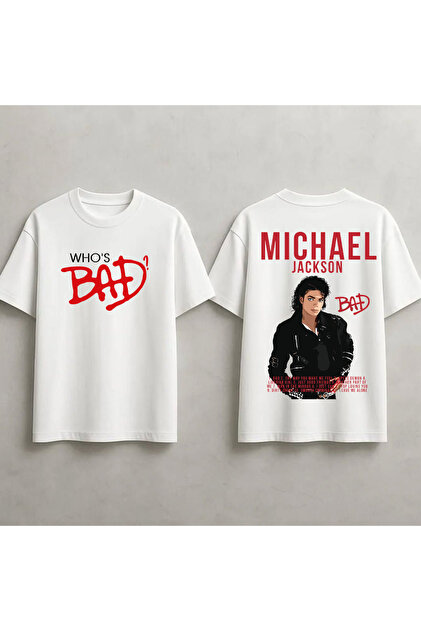 Michael Jackson Tシャツ STİL-X Michael Jackson Baskılı Unisex %100 Pamuklu Oversize T