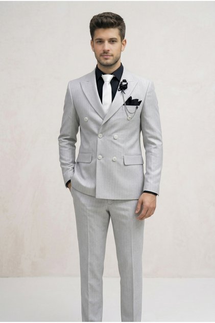 Men's Slim Fit Double-Breasted Suit (New Season)