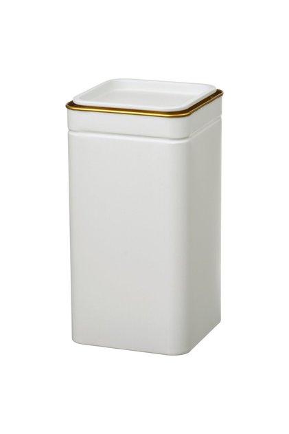BLOMNING Tin with lid, off-white/for coffee/tea, 10 x 10 x 20 cm