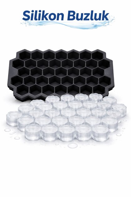 Honeycomb Shaped Silicone Ice Tray 37-Piece Cocktail Fruit Ice Cream-Chocolate Ice Mold (Black)