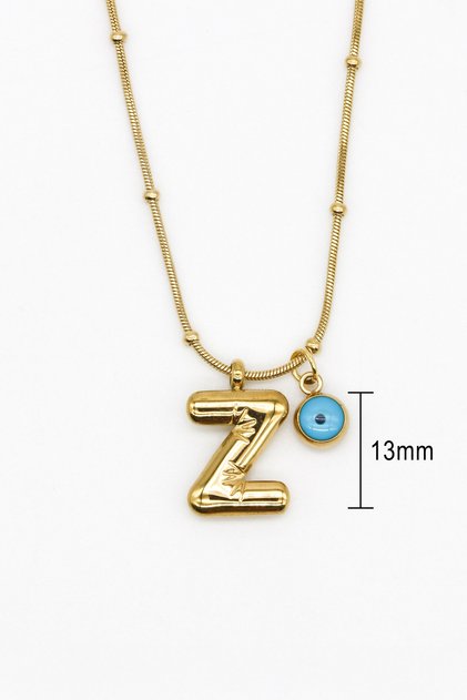 Steel Evil Eye Beaded Balloon Letter Z Necklace