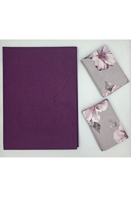100% Organic Cotton Fabric Solid Color (Without Elastic) Sheet+Combined Patterned Pillowcase***