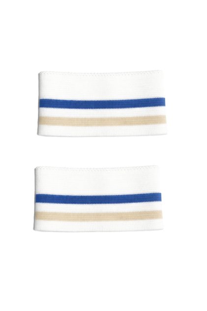 White Blue Powder Striped Sleeve Cuffs Knitwear Woven 2 Pieces Height 5 cm