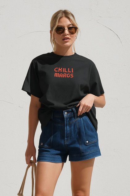 Chilli Margs Printed T-Shirt Oversized Unisex T-Shirt 1Pv2