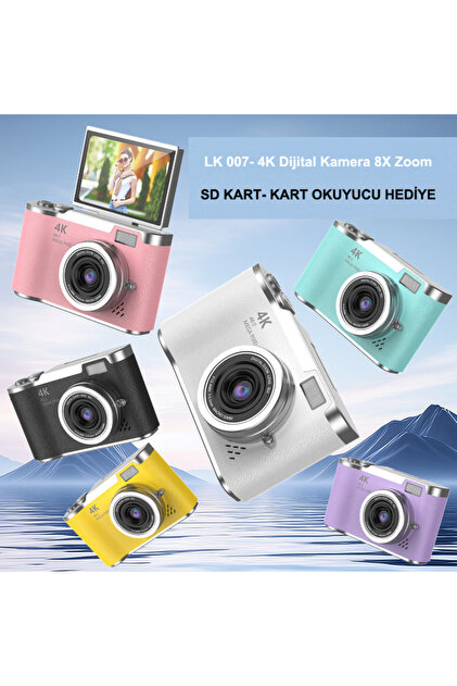 Serreha LK007 4K Dijital Kamera 8x Zoom, Otomatik Odaklama