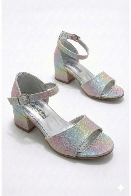 Girl's Heeled Shoes Open-Front Ankle-Length Buckled Evening Dress Sandals Wedding Invitation Graduation Shoes
