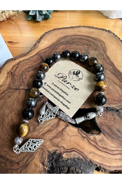 Cheetah's Eye & Hematite and Obsidian (Power, Balance and Protection) Zaza Prayer Beads