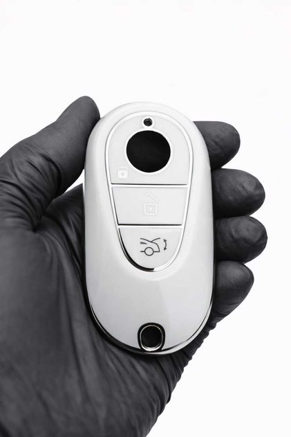 Luxury for Mercedes C S Class W206 W223 S350 C260 C300 Nano Key Case Cover White Silver Color
