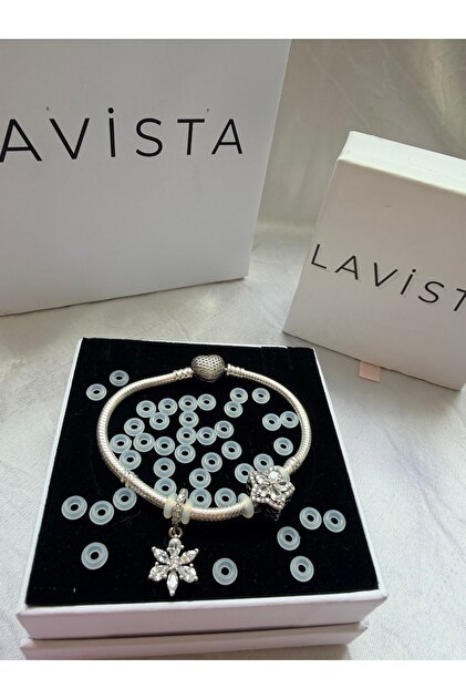 アクセサリー QUESERA charm silver Lavista Silver Charm Bileklik Stopper Durdurucu 2'li Set