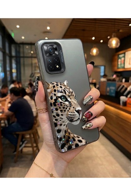 Redmi Note 11 Pro 4g Compatible Tiger Diamond Print Pattern Shock Absorbing Phone Case Mk01A