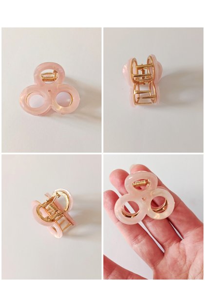 Powder Pink Pearlescent Clover Model Hair Accessory Fashion Brand Latch Buckle 4 cm