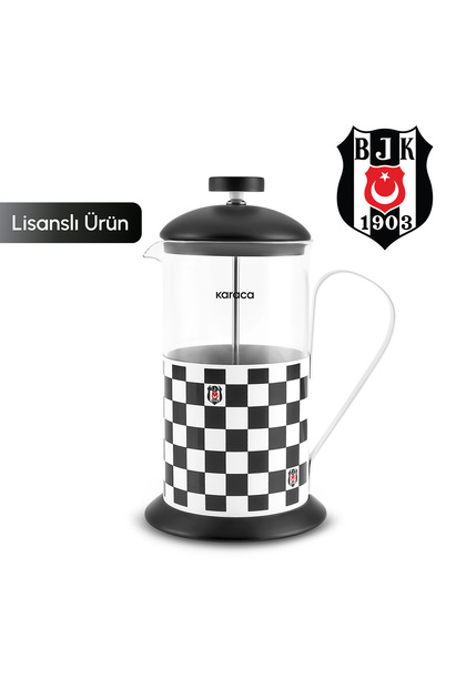x Beşiktaş Lisanslı Bitki Çayı ve Filtre Kahve Demliği French Press 600 ml