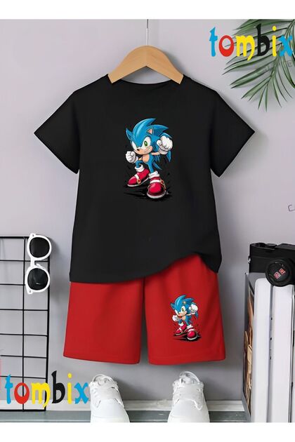 Mavi̇karekter Sonnik Printed T-Shirt Shorts Summer Children's Set