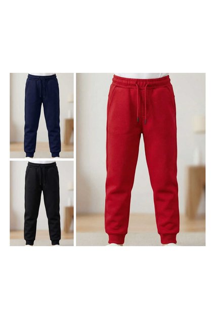 Unisex Children's 3-Piece Sweatpants Black-Red-Navy Blue Seasonal Girls Boys