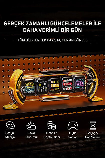 Divoom Times Gate 5 Ekranlı Rgb Işıklı Akıllı Dijital Saat, Dekor