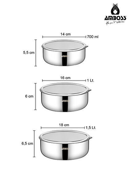 Amboss Mixkeep 9 Parça Paslanmaz Çelik Karıştırma Kabı & Çelik