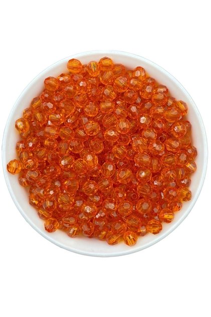 50Gr 8mm Orange Color Honeycomb Model Acrylic Beads, Jewelry, Bag Making Beads (50Gr,~200 Pieces)