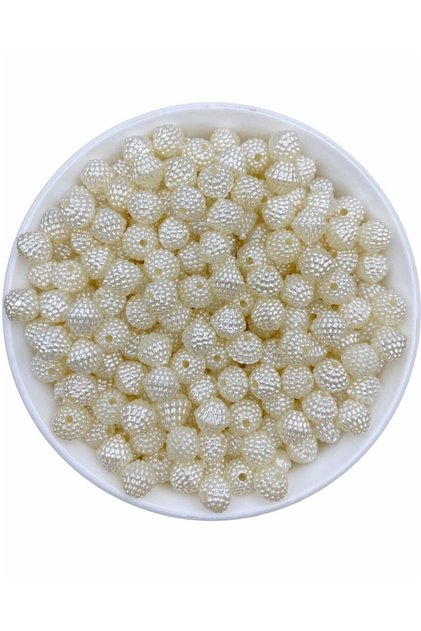 50 Gr 10mm Cream Color Pyramid Pearl Blackberry Beads, Jewelry Making Beads (~120 Pieces)