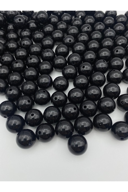 100Gr 18mm Black Color Luxury / Luxury Coated Plastic Pearl Beads, Jewelry Beads (100Gr,~30 Pieces)
