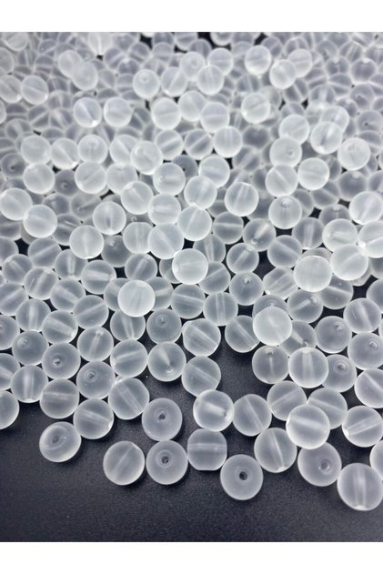 8mm Matte Frosted Transparent Color Glass Beads, Jewelry Making Hobby Beads (50gr, ~70 Pieces)