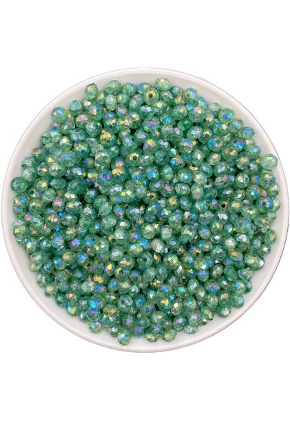 Emerald Green/ Agile Color Oblate 6mm Janjan Acrylic Beads, Jewelry Making Hobby Beads (25gr,~250 Pieces)